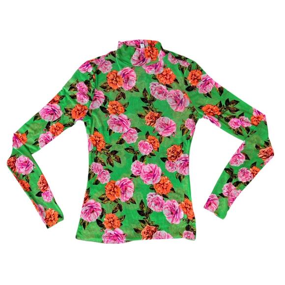 Fashion Bundle Outfit 3D Floral Crop Top Mesh Long Sleeves Satin Ruffle Pants S - Picture 4 of 10